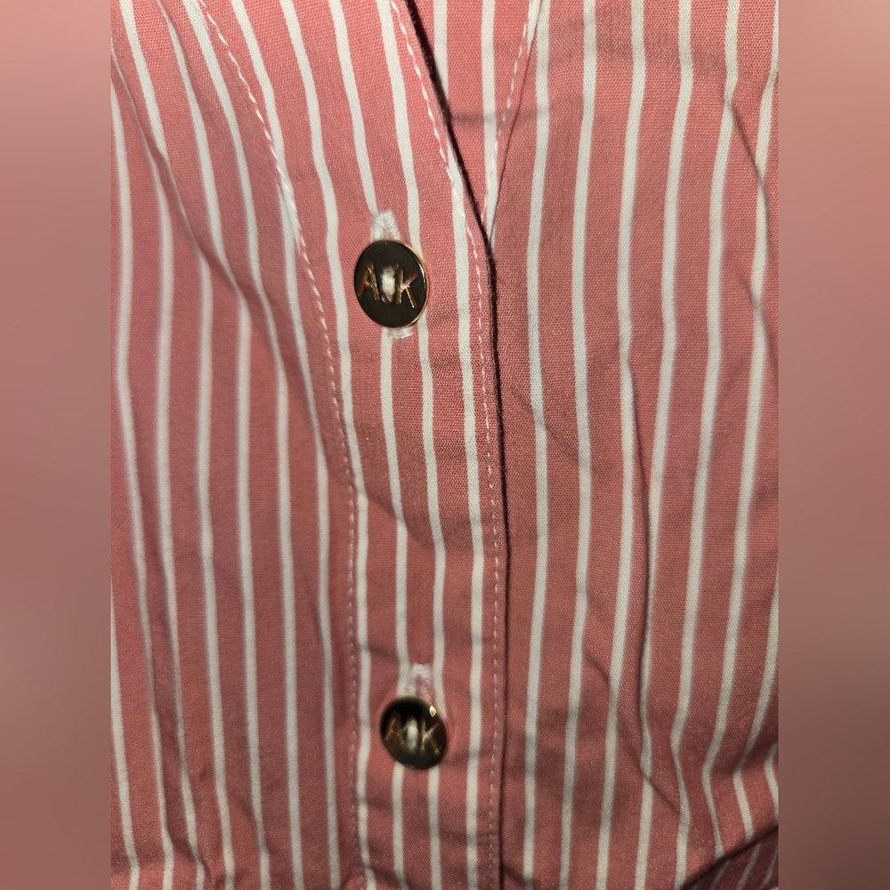 NWOT Women's Anne Klein Pink White Striped Button Up Size Small - Picture 6 of 13
